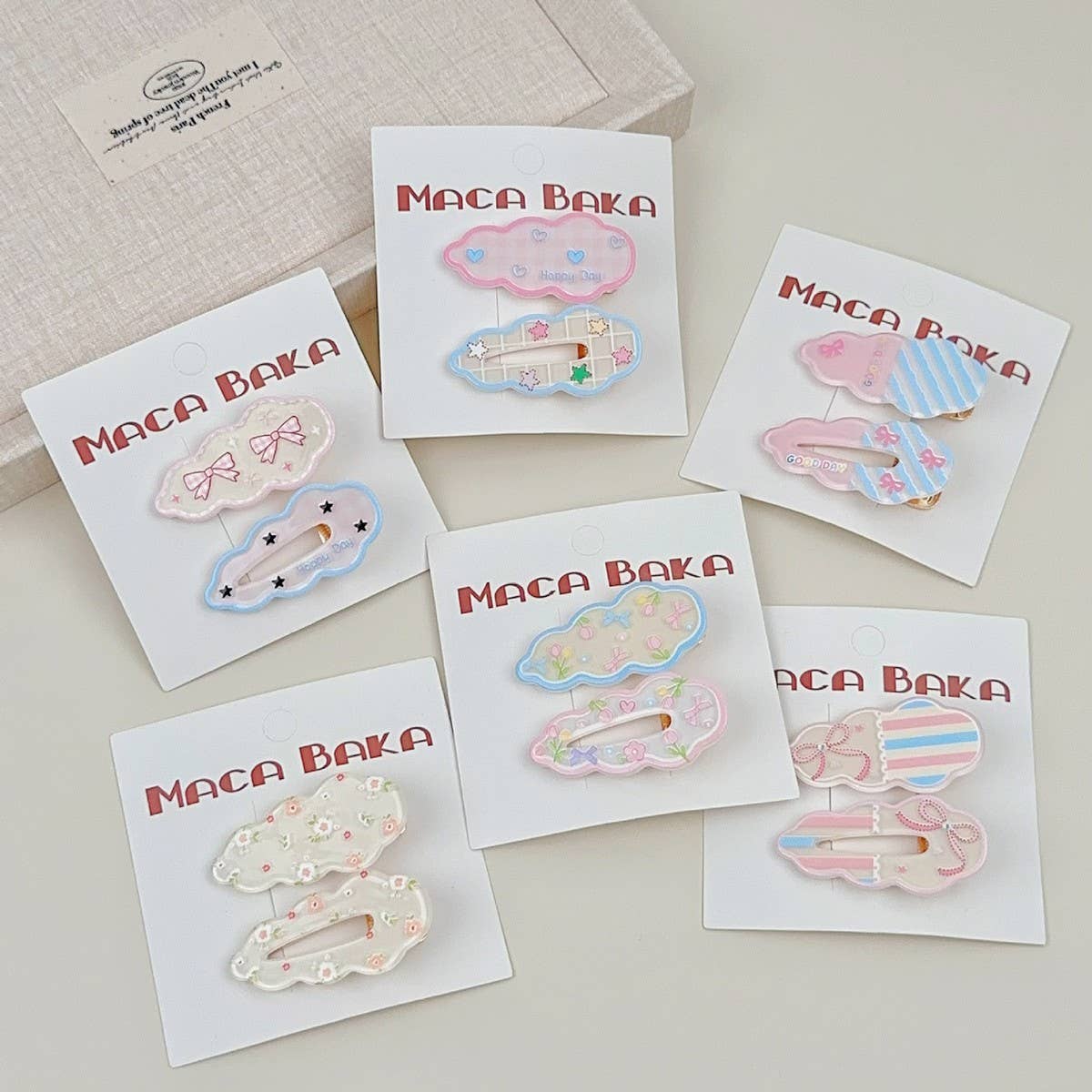 SWEET GIRL FLORAL BOW 2-PACK CLOUD HAIR CLIPS