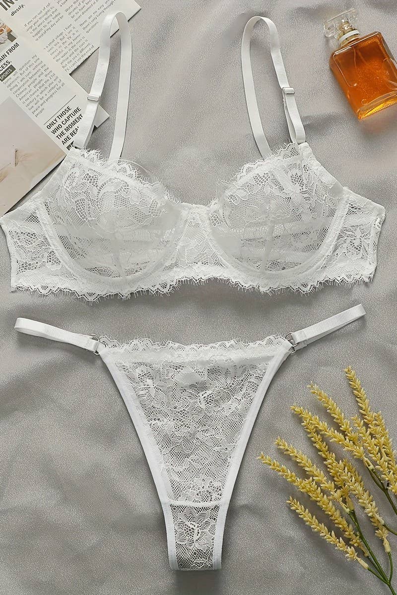 CWMU00294_SEXY LACE UNDERWIRE PUSH UP BRA SET