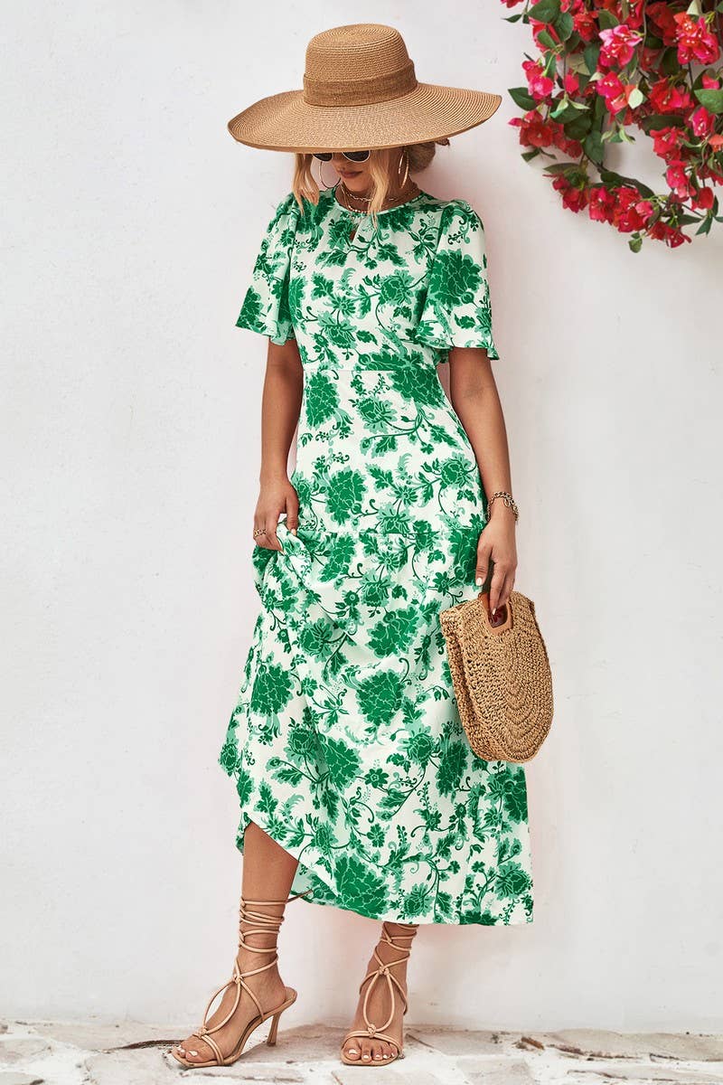 HOLLOW OUT BIND SHORT SLEEVED DRESS_CWDMD1211