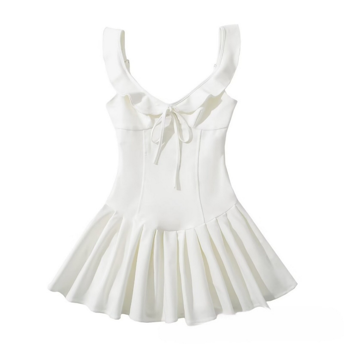 Ruffle Trim Knit Dress - French Fit & Flare Style