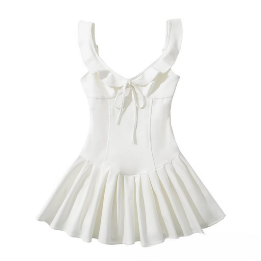 Ruffle Trim Knit Dress - French Fit & Flare Style