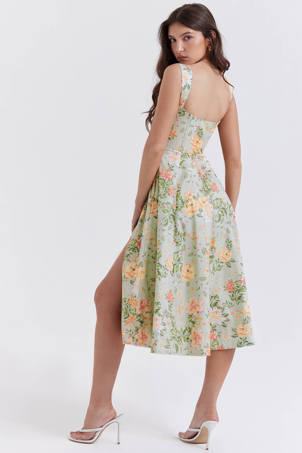 SKINNY SEXY SPLIT FLORAL DRESS WITH HALTER