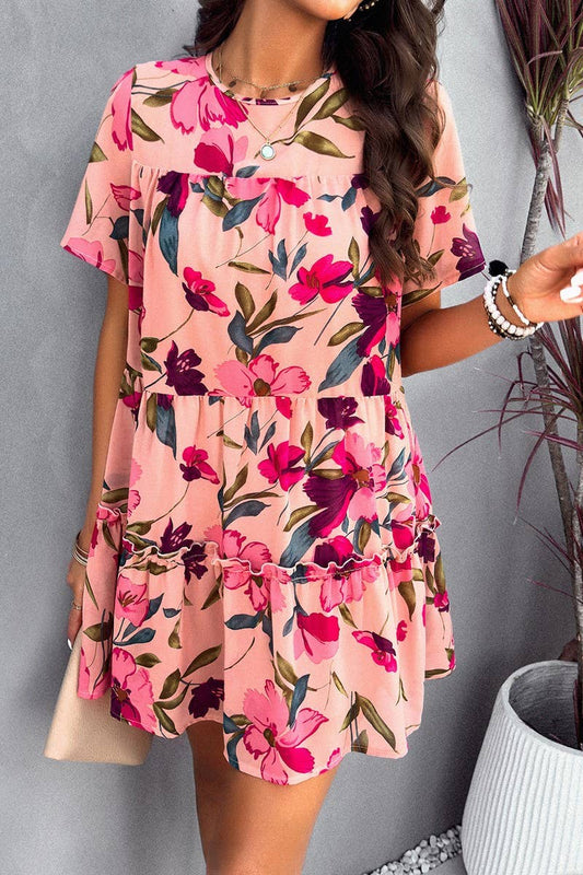 CWDSD7136_2025 LEISURE HOLIDAY PRINT SHORT SLEEVE DRESS
