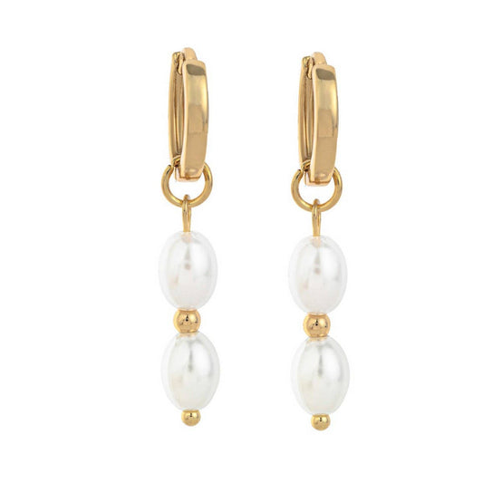 Irregular Pearl Design Trendy 18K Gold Earrings