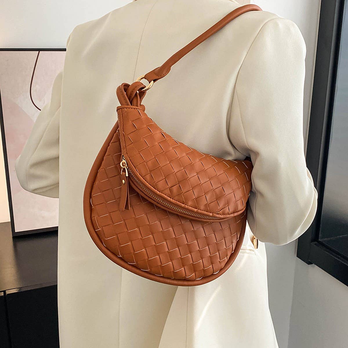 HANDMADE STRAW BAG FASHION ONE-SHOULDER ARMPIT BAG_CWAB1912