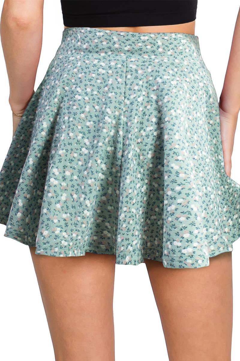 CWBSS105_High Waisted Skirt Mini A-Line Flared Skater Skirt