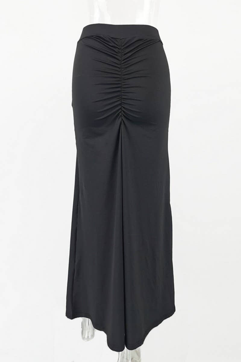 CWBLS0425_SOLID COLOR SEXY PEACH HIP-WRAPPED LONG SKIRT