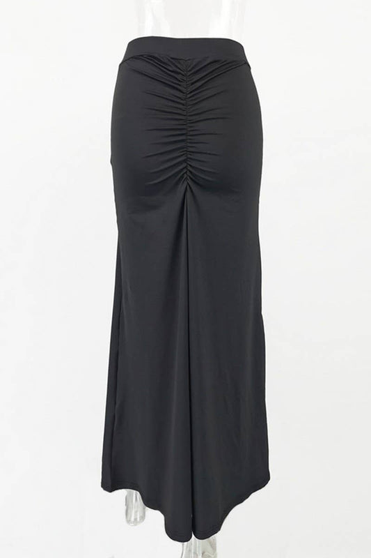 CWBLS0425_SOLID COLOR SEXY PEACH HIP-WRAPPED LONG SKIRT