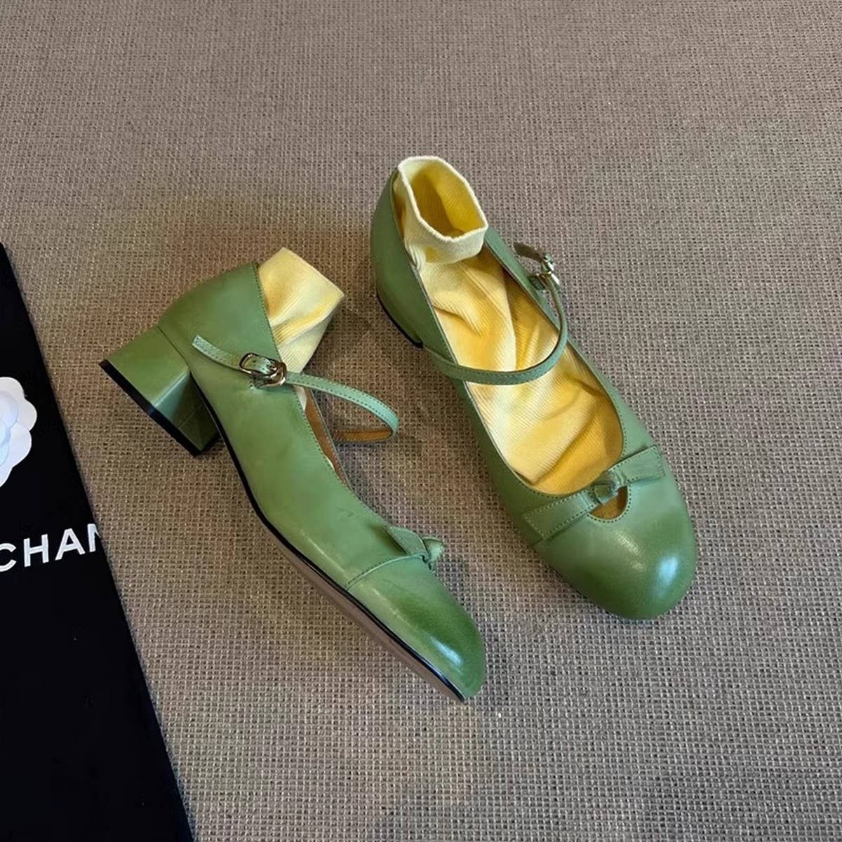 Vintage Leather Mary Janes with Bow Strap