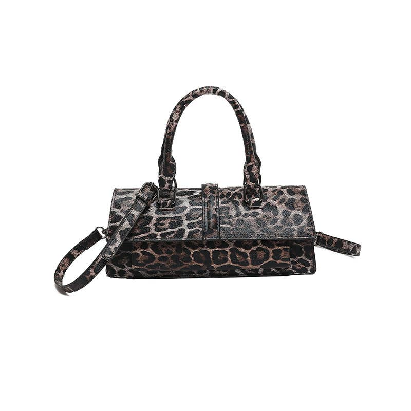 Fashionable leopard print crossbody handbag