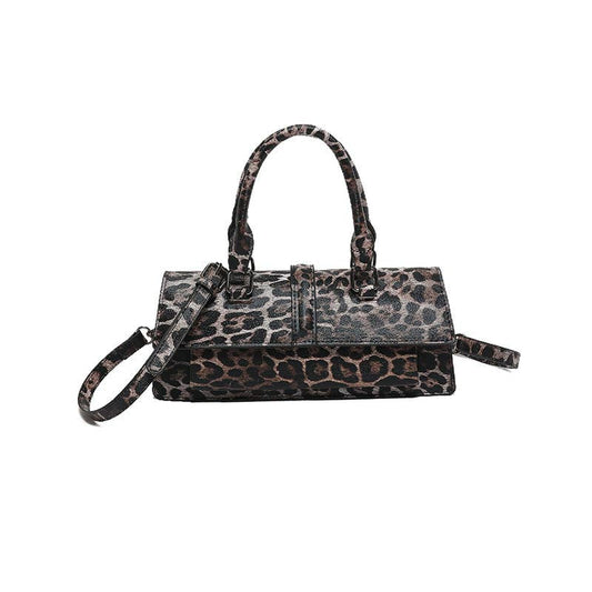 Fashionable leopard print crossbody handbag