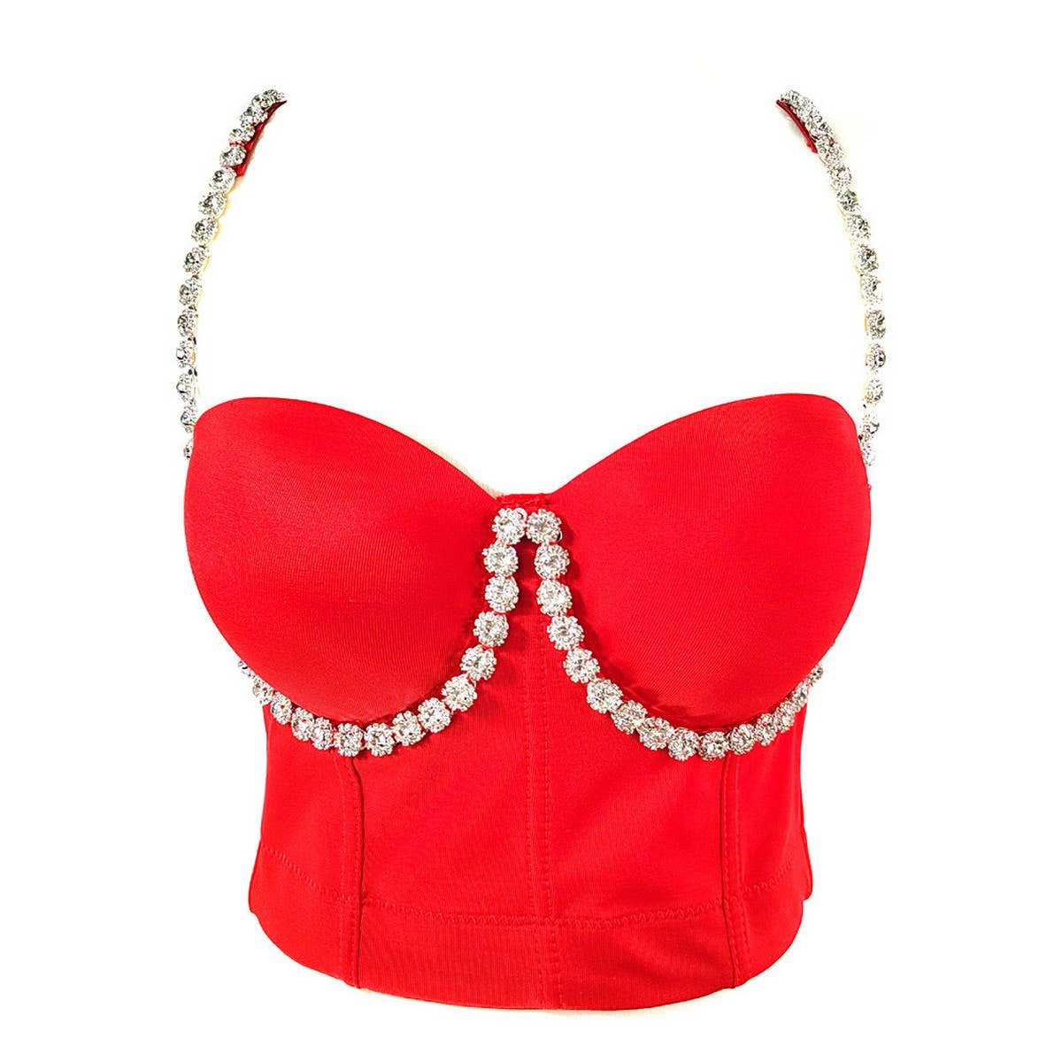 HIGH-END HERRINGBONE BRA WITH RHINESTONE WAIST