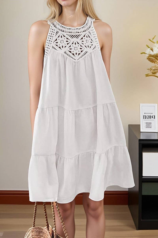 CWDSD10603_CASUAL SLEEVELESS A-LINE LAYERED TANK DRESS