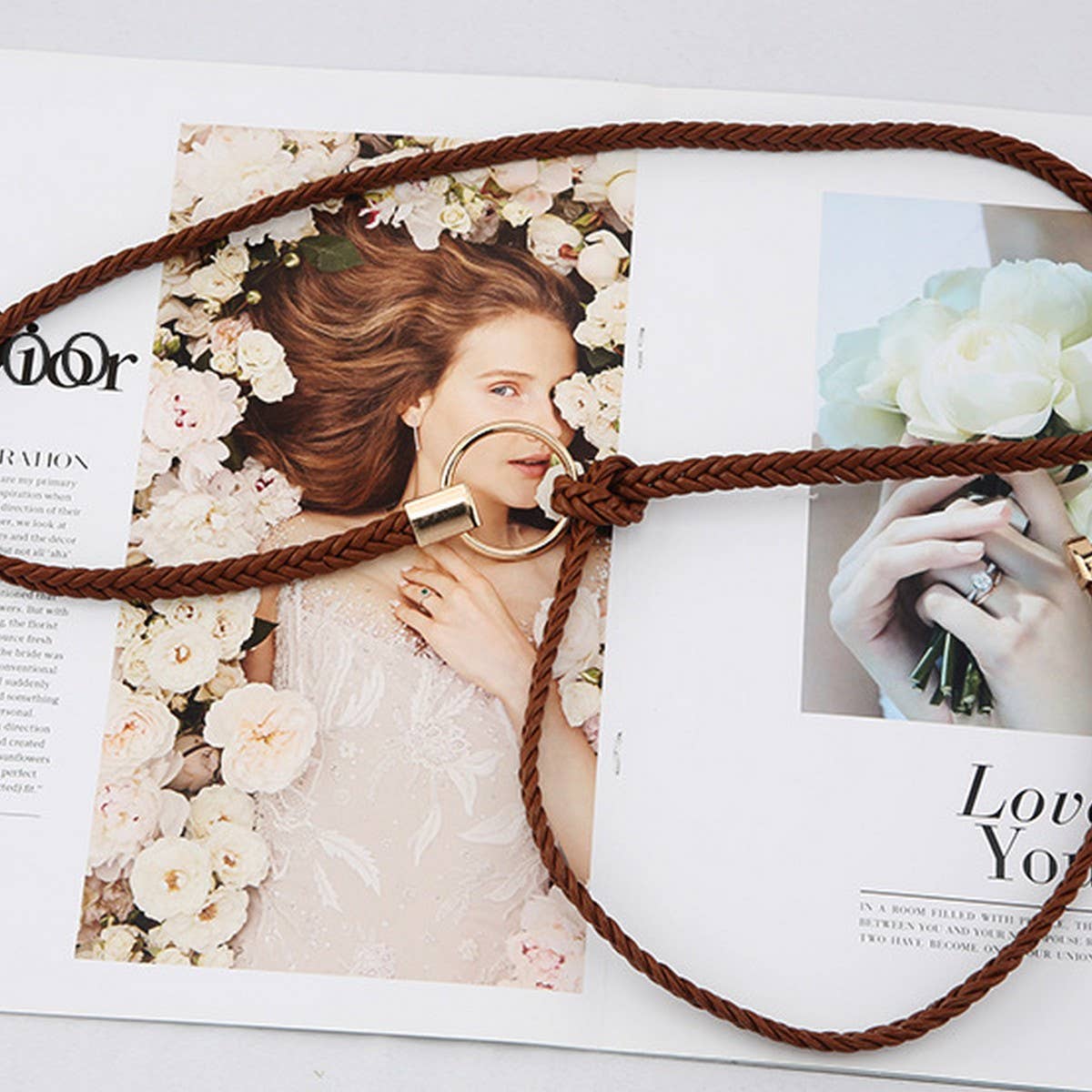 CWABE1180_FASHIONABLE ROUND BUCKLE KNOTTED TASSEL BELT