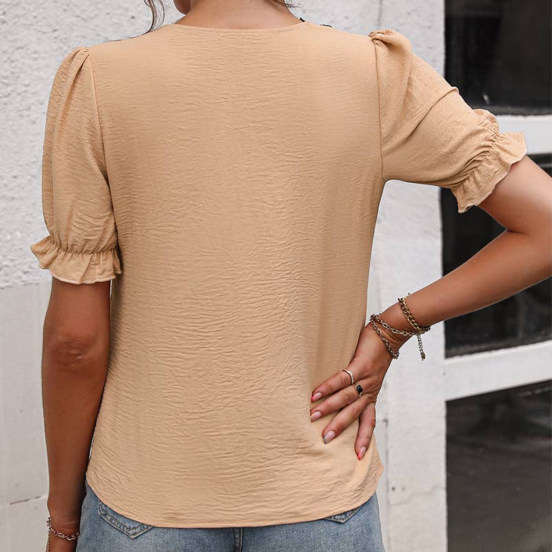 Lace lace patchwork V-neck blouse