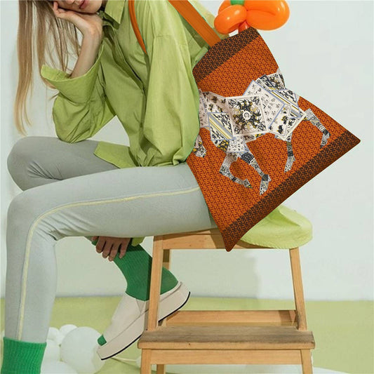 Large Canvas Tote with Horse & Poker Design_CWAB5134