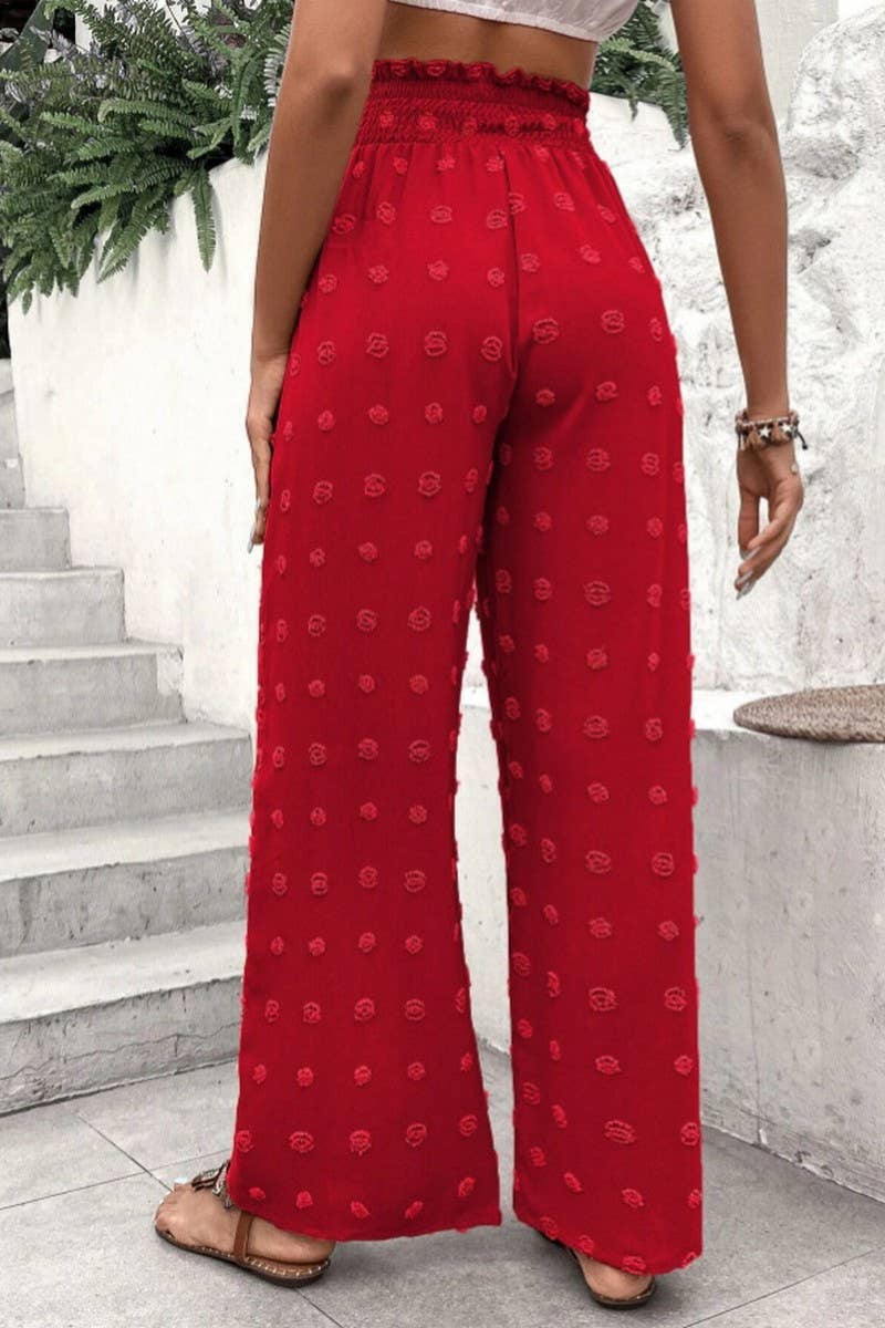 CWBLP0686_HIGH WAIST JACQUARD WIDE LEG CASUAL LONG PANTS