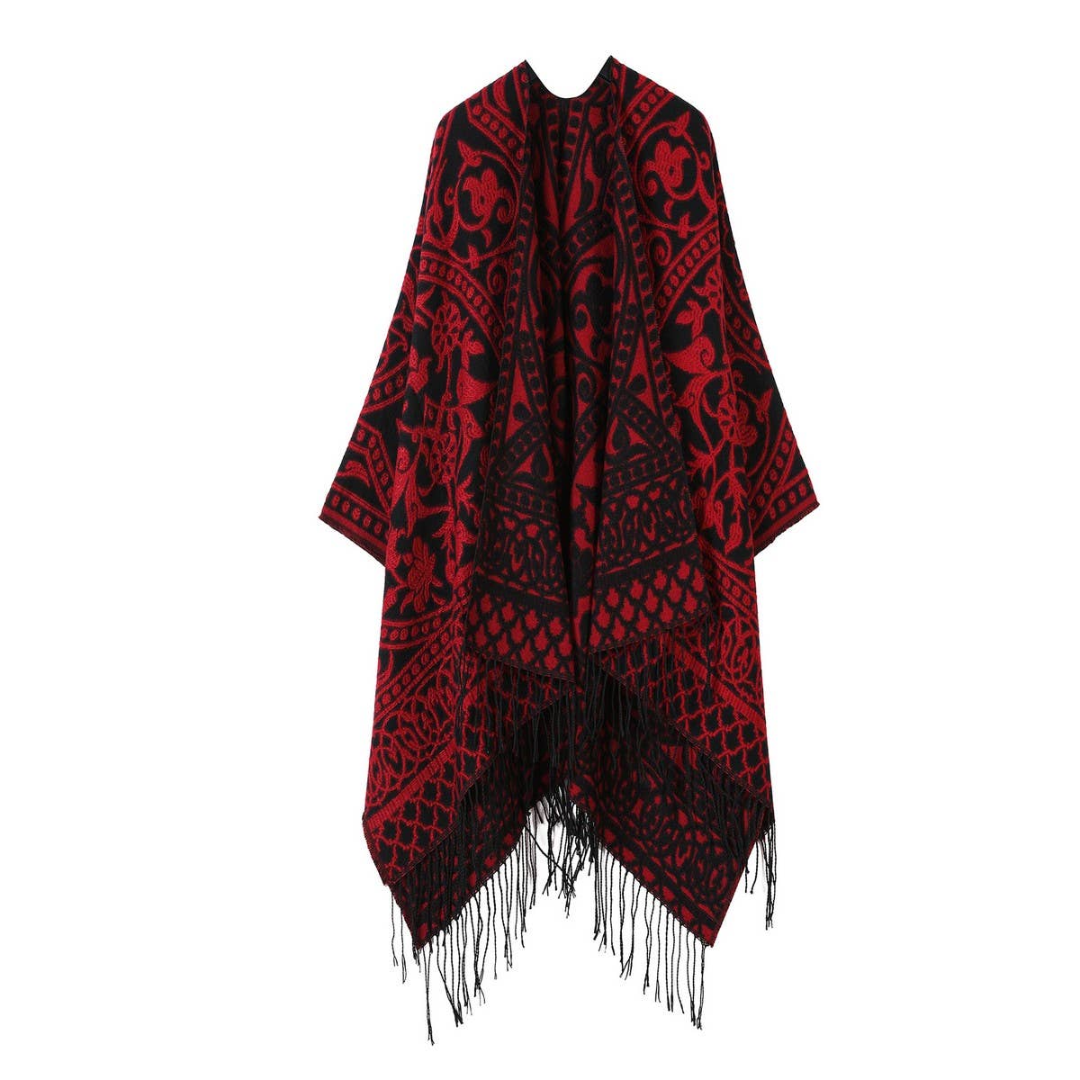 WARM FAUX CASHMERE TASSEL SCARF CAPE SHAWL