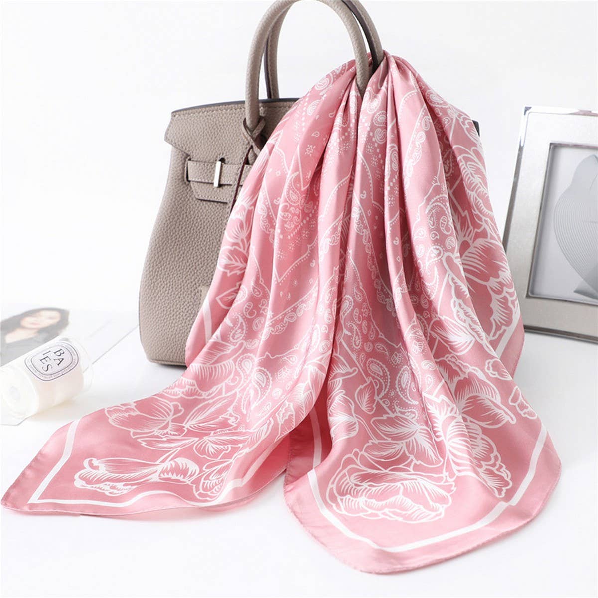 27in Paisley Lace Print Satin Square Scarf Women_CWASC1435