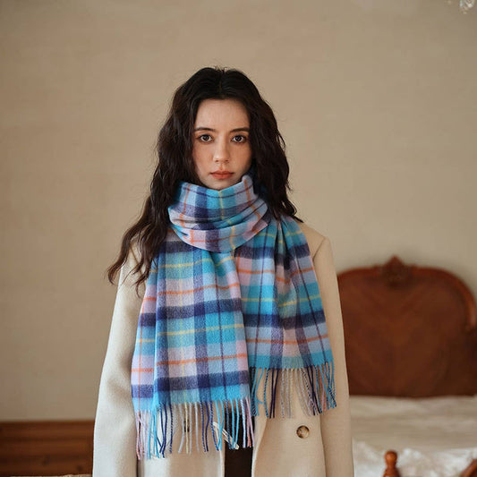 100% Wool Plaid Scarf - Unisex Warm Winter Wrap_CWASC2346