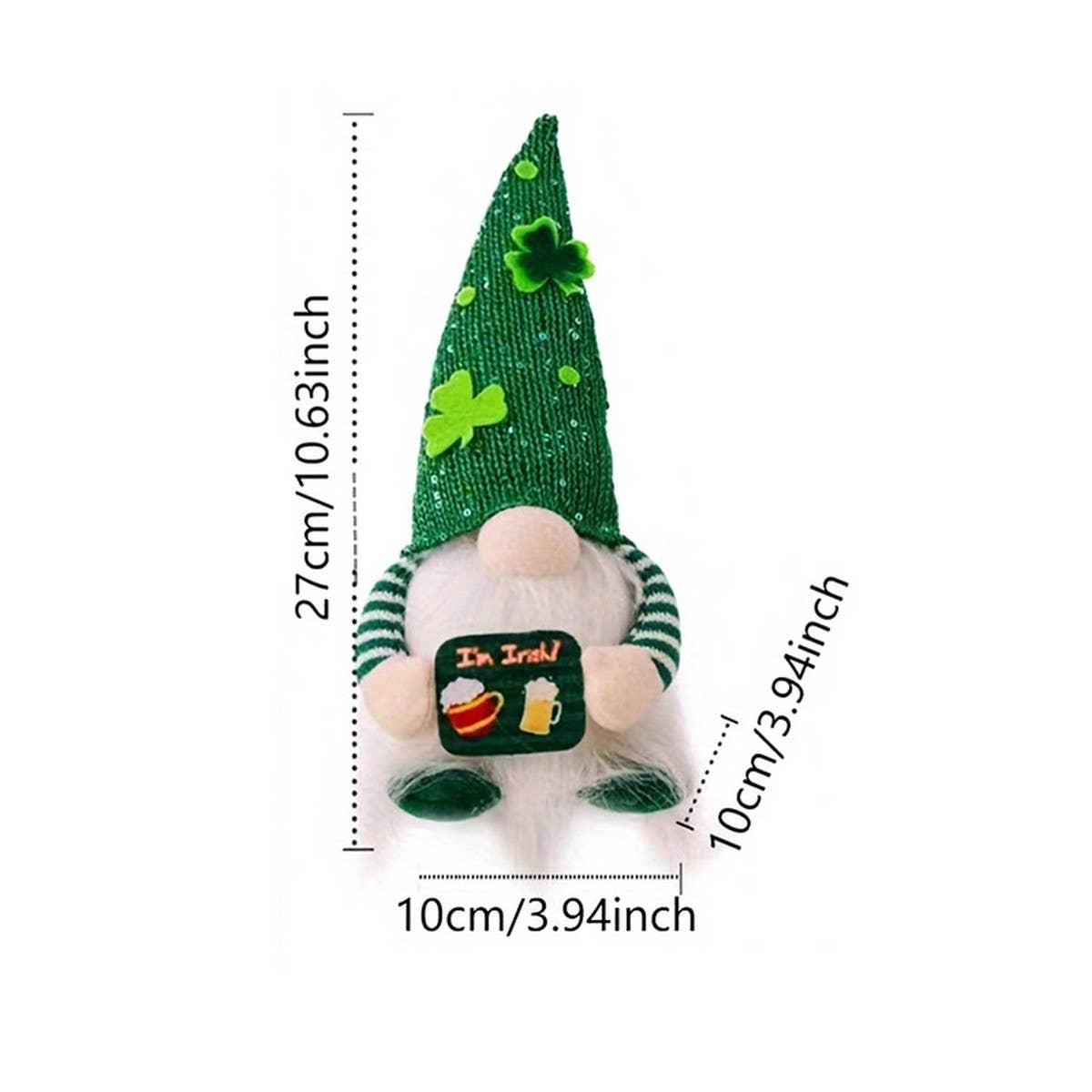 ST. PATRICK'S DAY FACELESS DOLL RUDOLPH ORNAMENT_CWMM3456