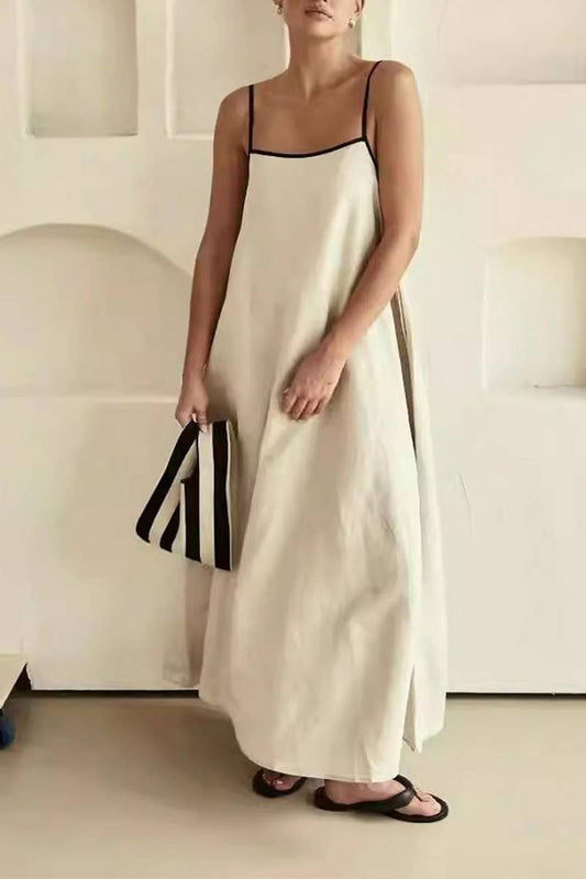 CWDMD5469_FASHIONABLE CONTRAST COLOR SLING DRESS