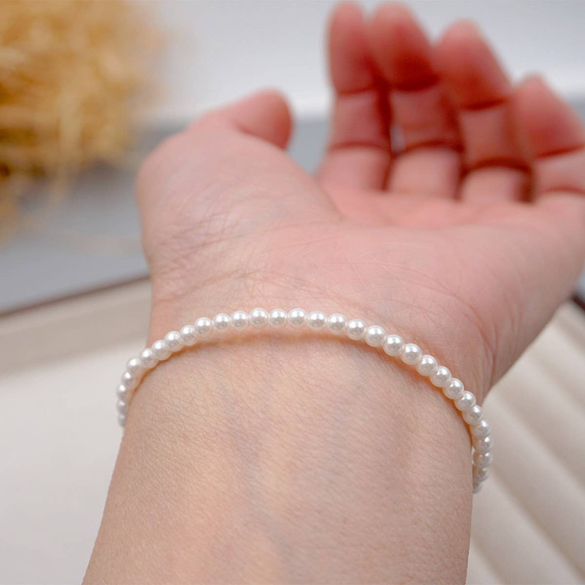 SIMPLE ROUND PEARL ELEGANT ELASTIC BRACELET_CWAJE1676