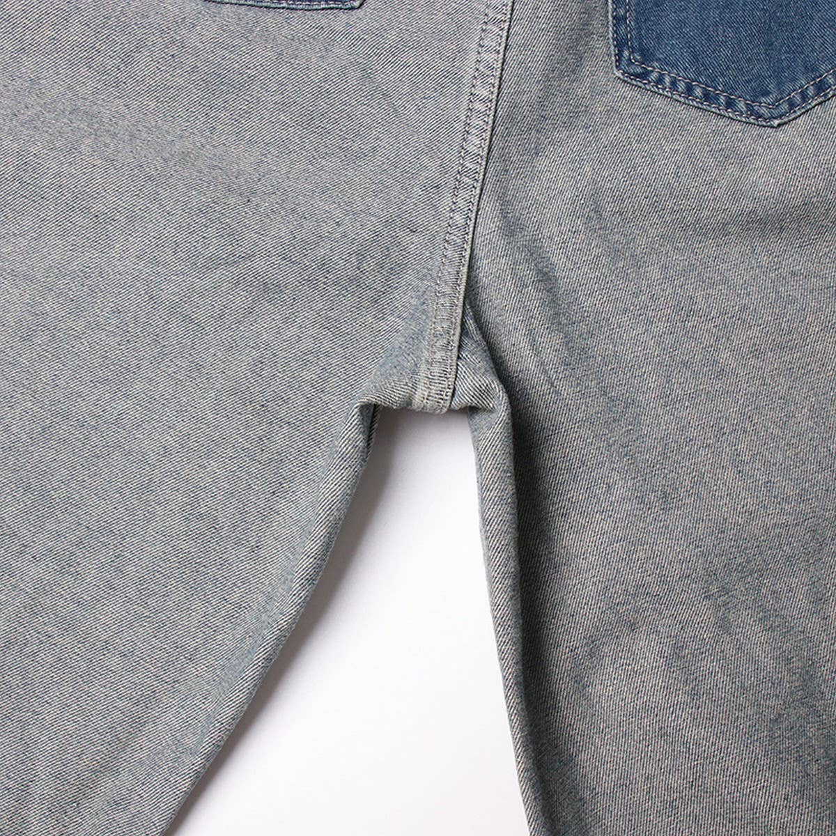 STRAIGHT LEG COLOR BLOCKING DENIM CASUAL PANTS_CWJP0202