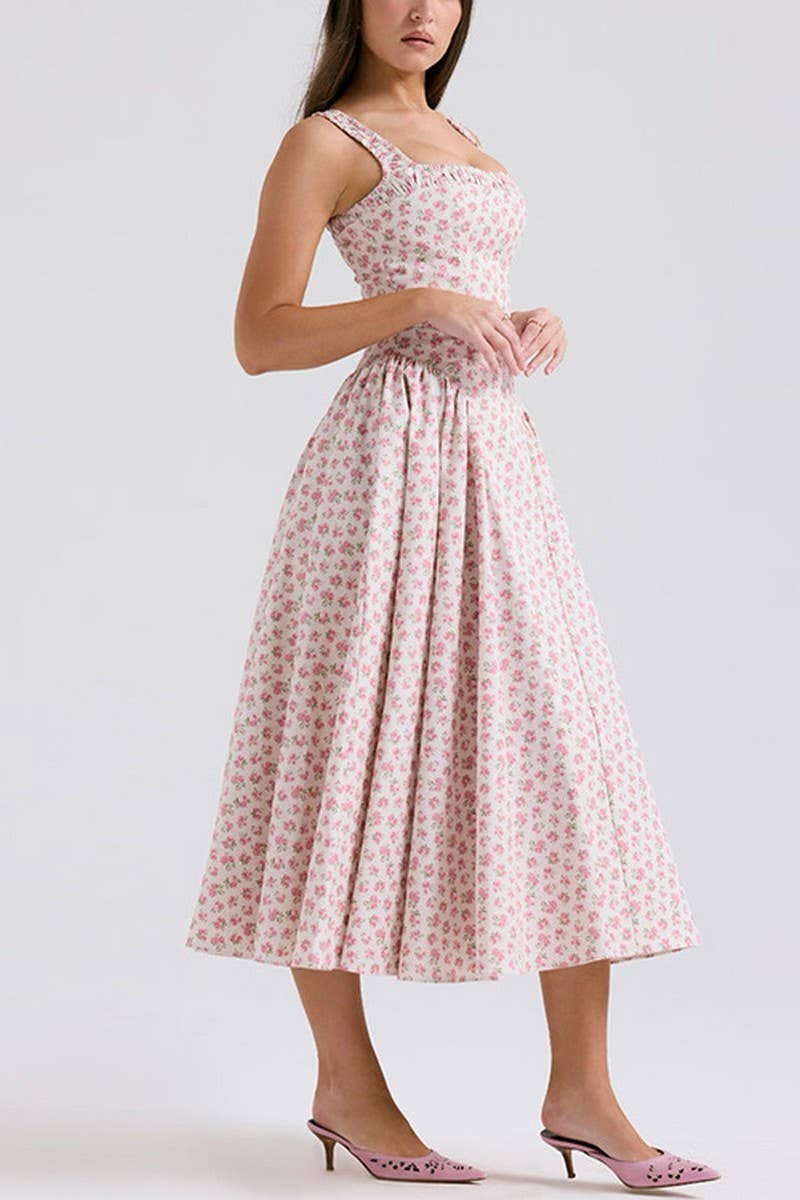 CWDMD01086_FLORAL PRINT BACKLESS SPAGHETTI STRAP DRESS