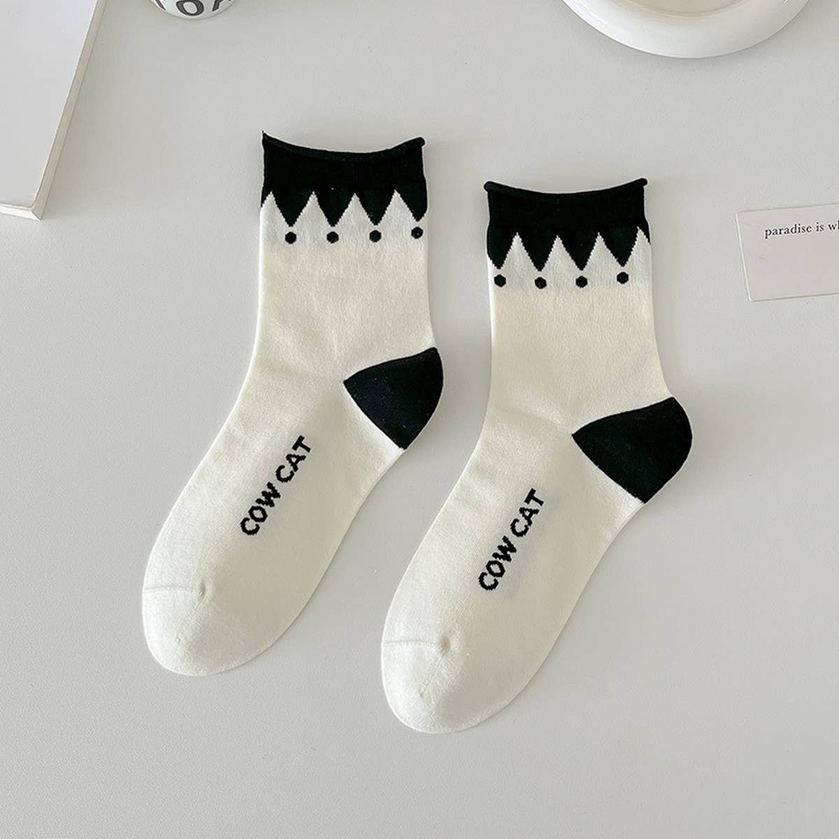 CUTE CARTOON PATTERN PURE COTTON MID-CALF SOCKS