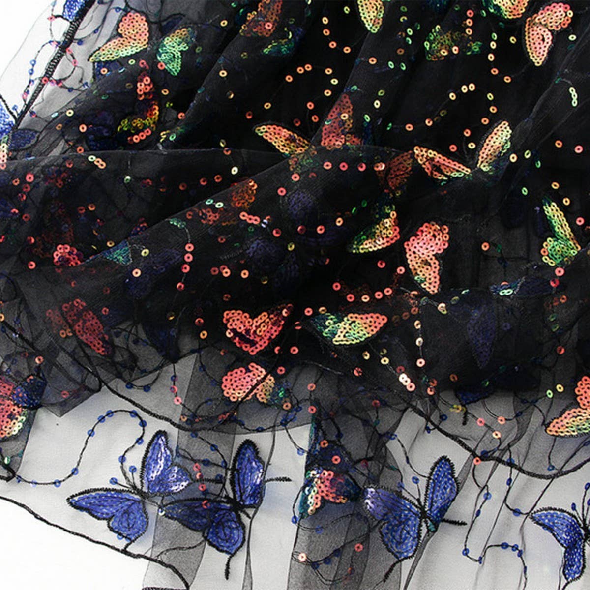 Sequin Butterfly Tulle Midi Skirt