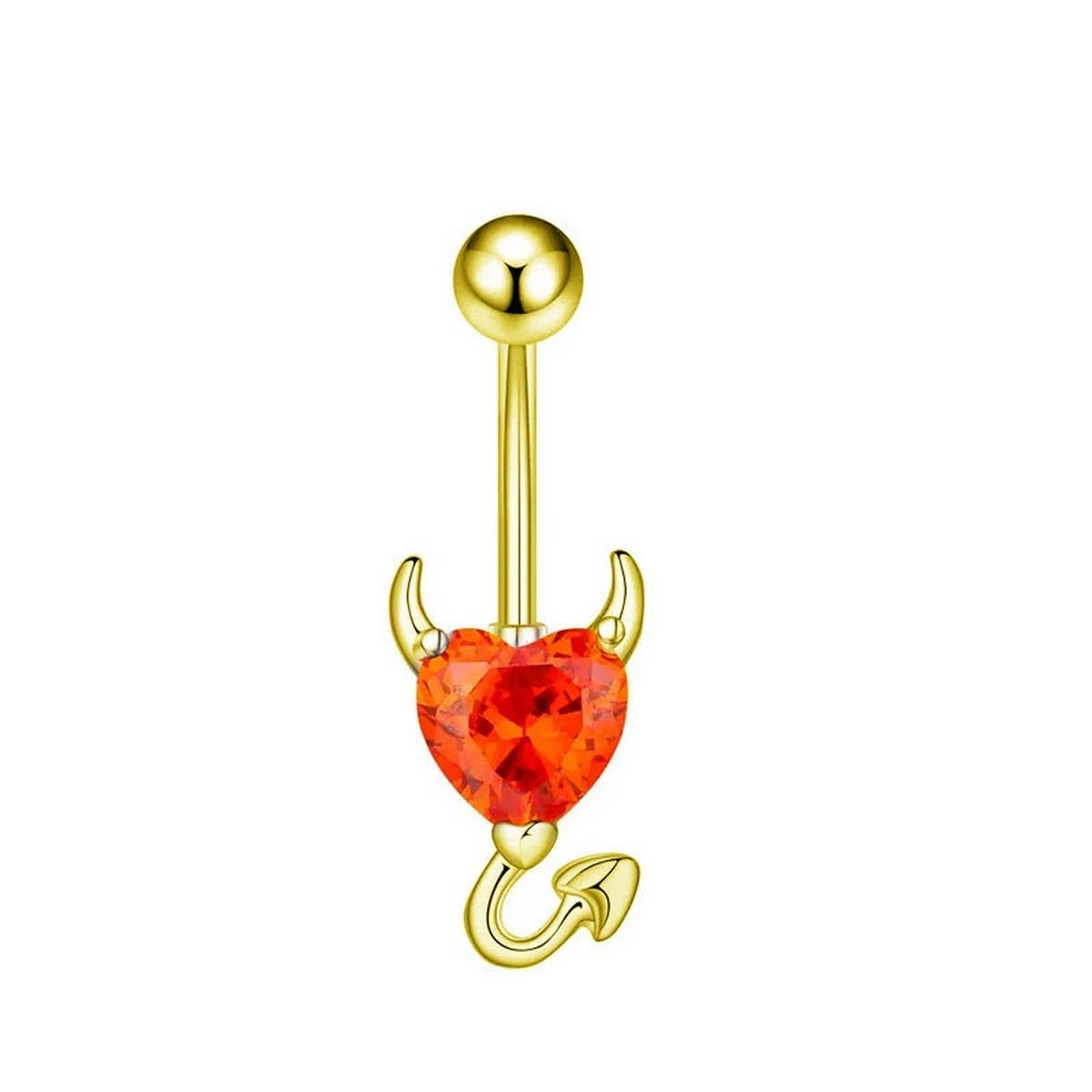 Piercing Belly Ring with CZ Devil Heart Charm_CWMM9230