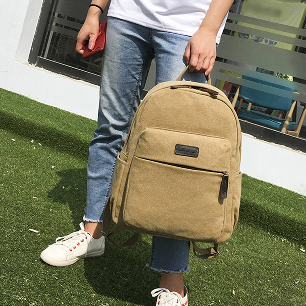 BACK-TO-SCHOOL CANVAS BACKPACK,LAPTOP COMPARTMENT_CWAB2209