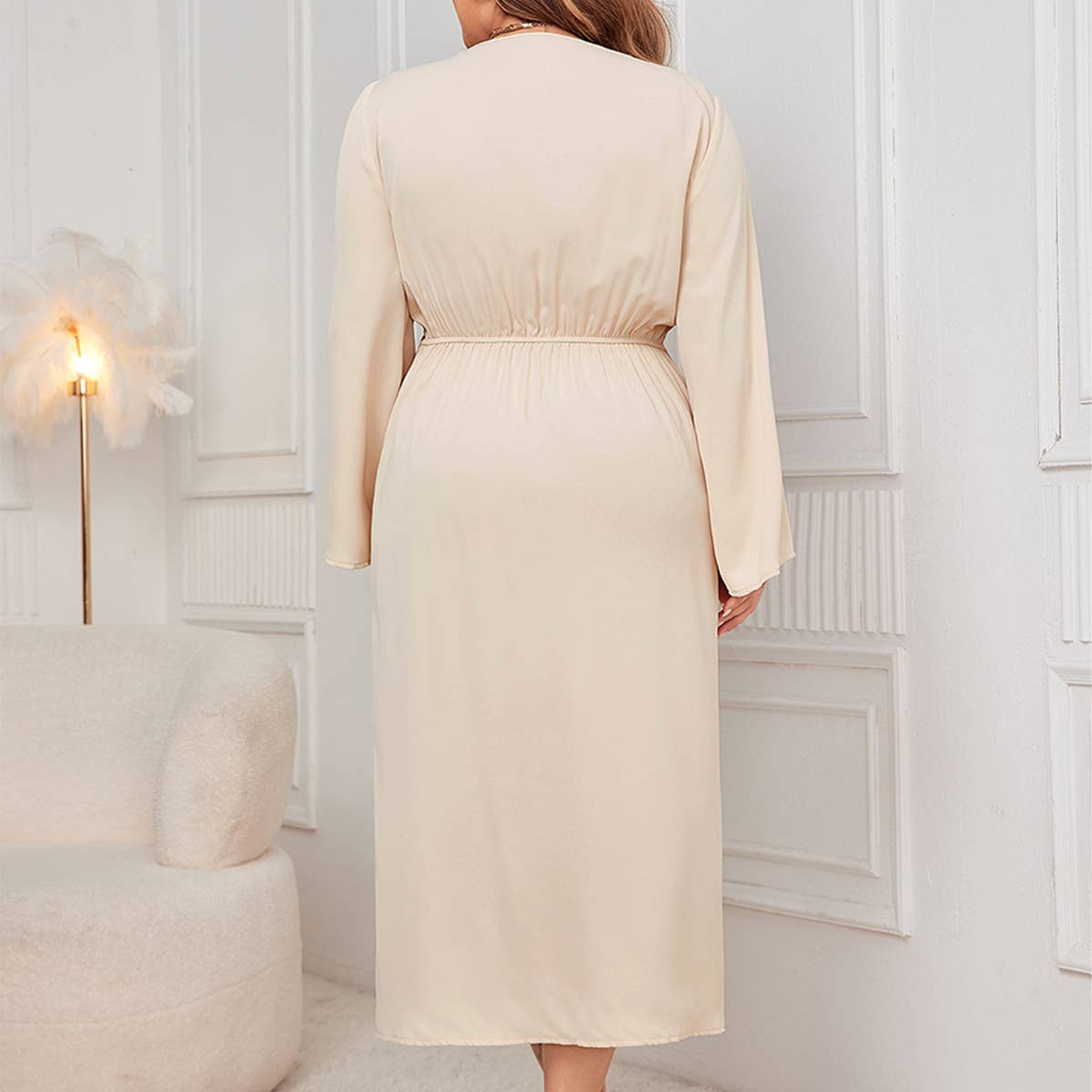 Chic Asymmetrical Hem Slim Long Sleeve Dress_CWDSD8481