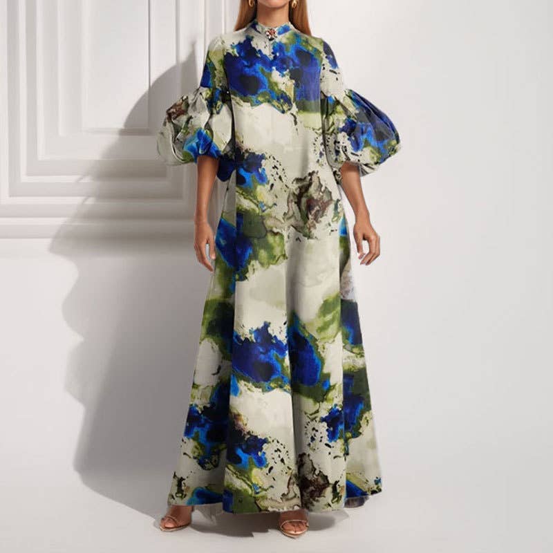 LOOSE PRINTED AND PAINTED SKIRT DRESS