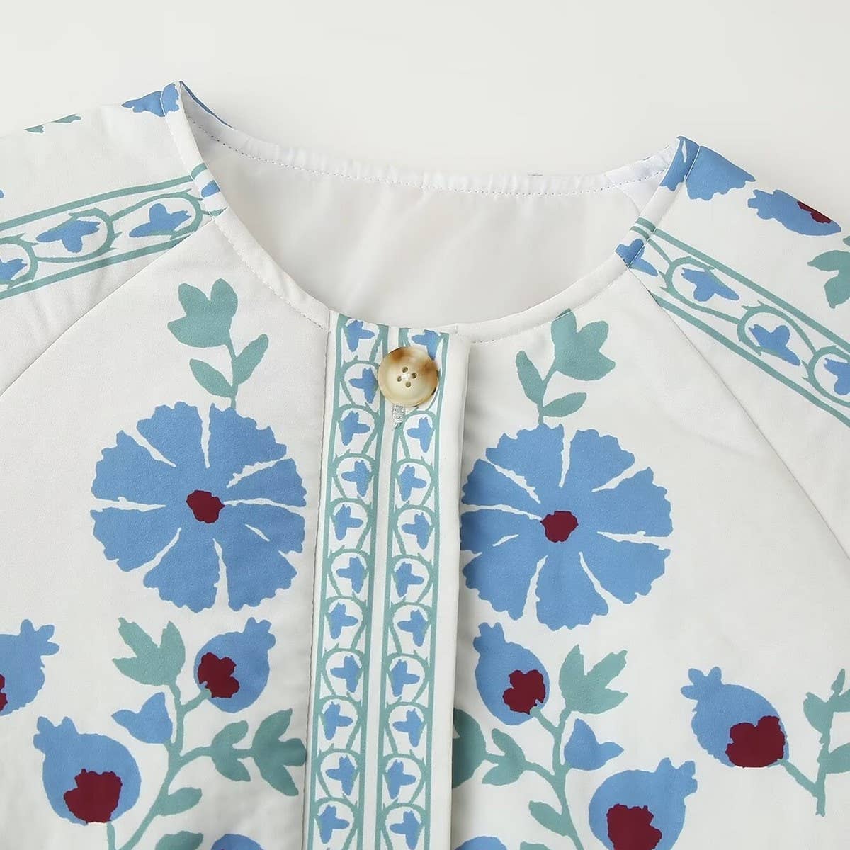 BOW-DECORATED ROUND-NECK CASUAL QUILTED JACKET_CWOJA1556