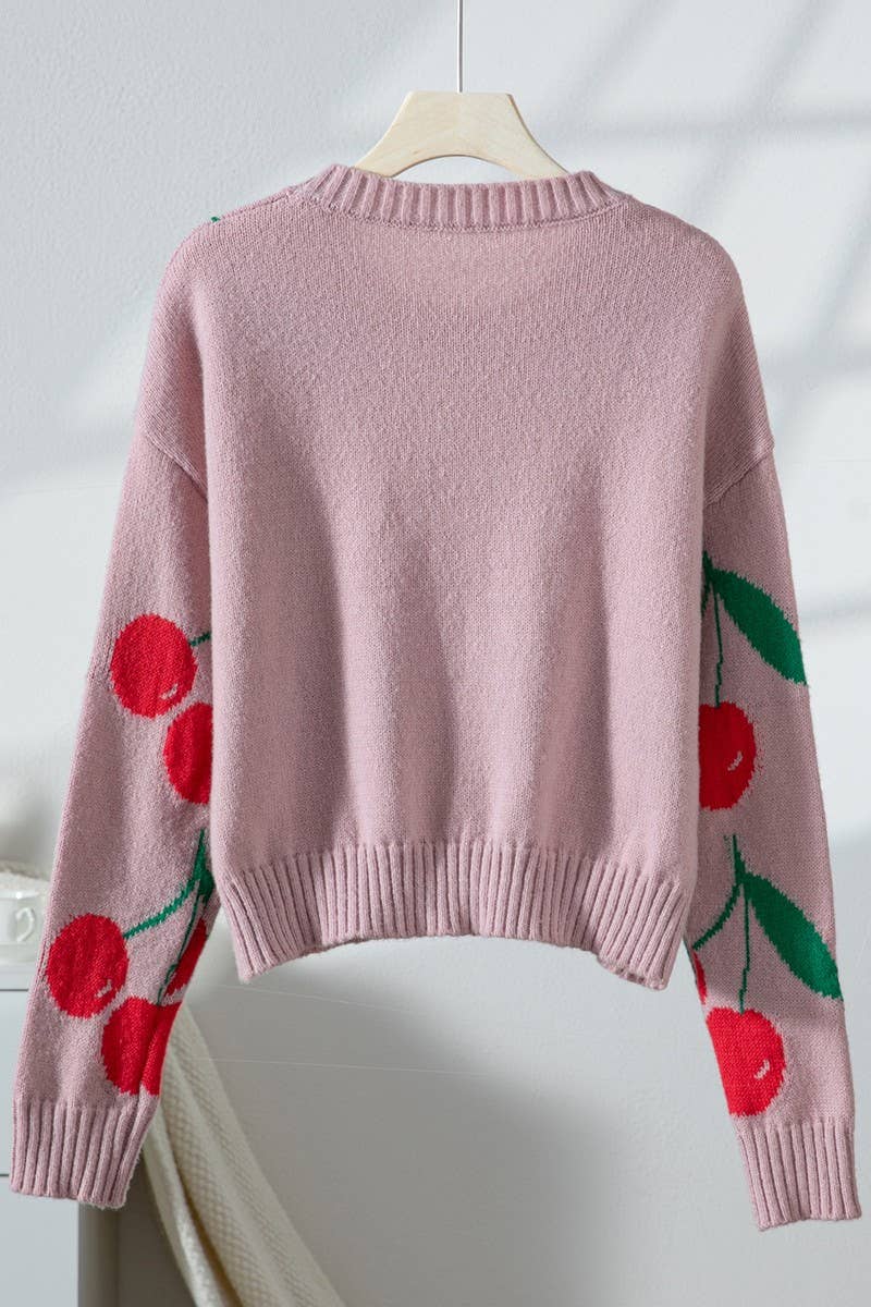 CWOSWL07427_YIN TAO JACQUARD ROUND NECK PULLOVER SWEATER