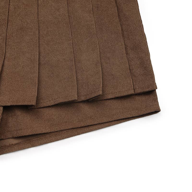 Mini high-waisted pleated skirt pants