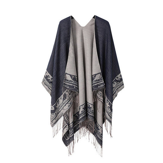 SOLID COLOR DOUBLE-SIDED CAPE SHAWL OUTER CAPE_CWASC2134