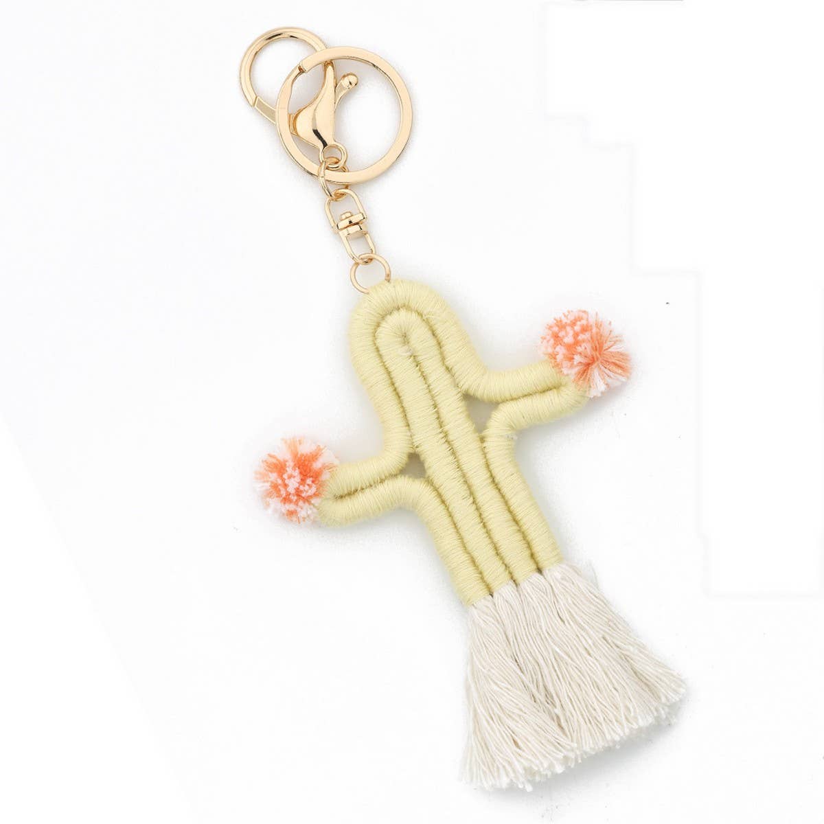Handmade Cactus Keychain Colorful Cotton Rope_CWAB5025