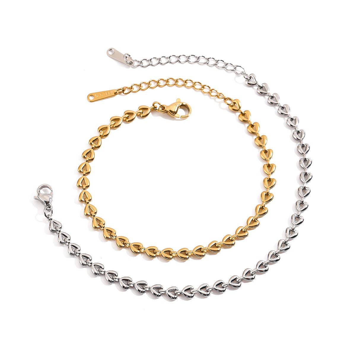 18K Gold Hollow Heart Chain Bracelet for Her_CWAJE4645