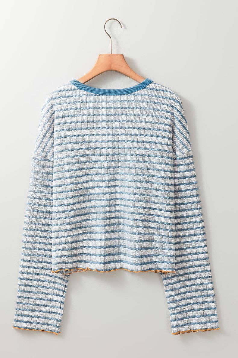 SIMPLE ALL-IN-ONE STRIPED PRINTED RUFFLE HOODIE
