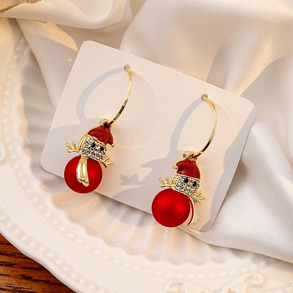GENTLE CHRISTMAS SNOWMAN CHRISTMAS TREE EARRINGS