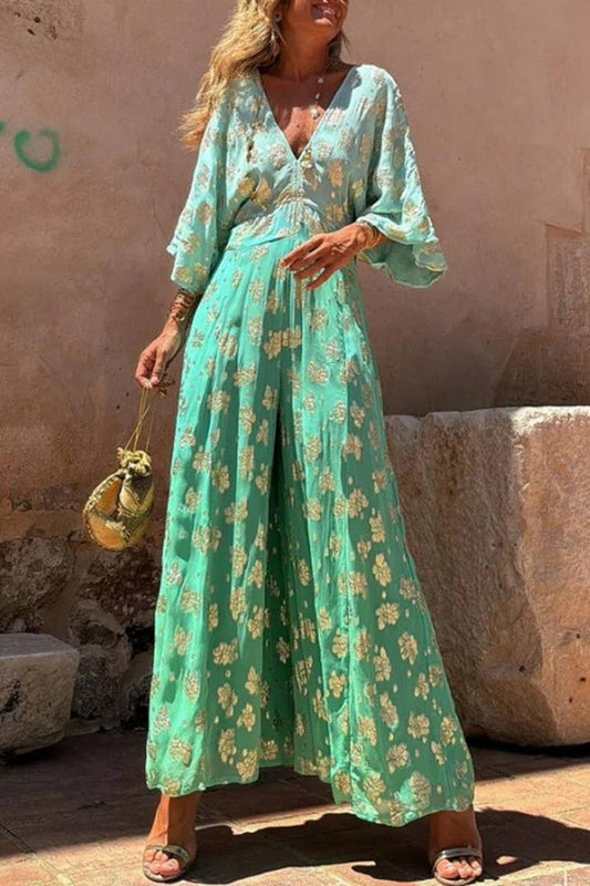 CWDMD5856_V-NECK OPEN BACK WIDE-LEG JUMPSUIT