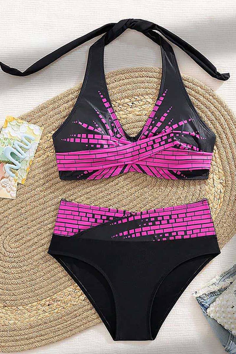 CWMW0843_CASUAL TWO-PIECE CONSERVATIVE SPORTS SWIMSUIT