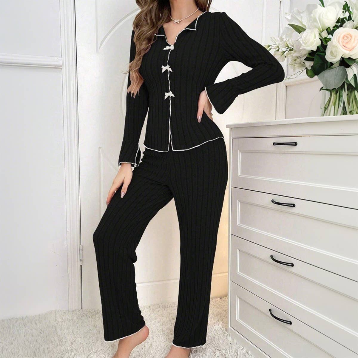 BASIC COMFORTABLE CASUAL FASHION PAJAMA SET