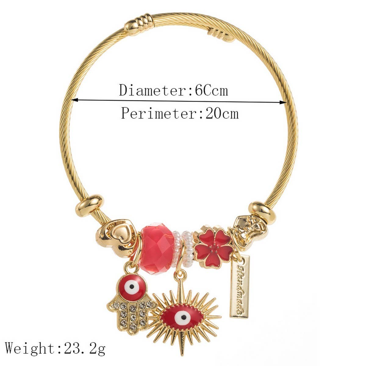 Trendy Evil Eye Charm Stainless Steel Bracelet