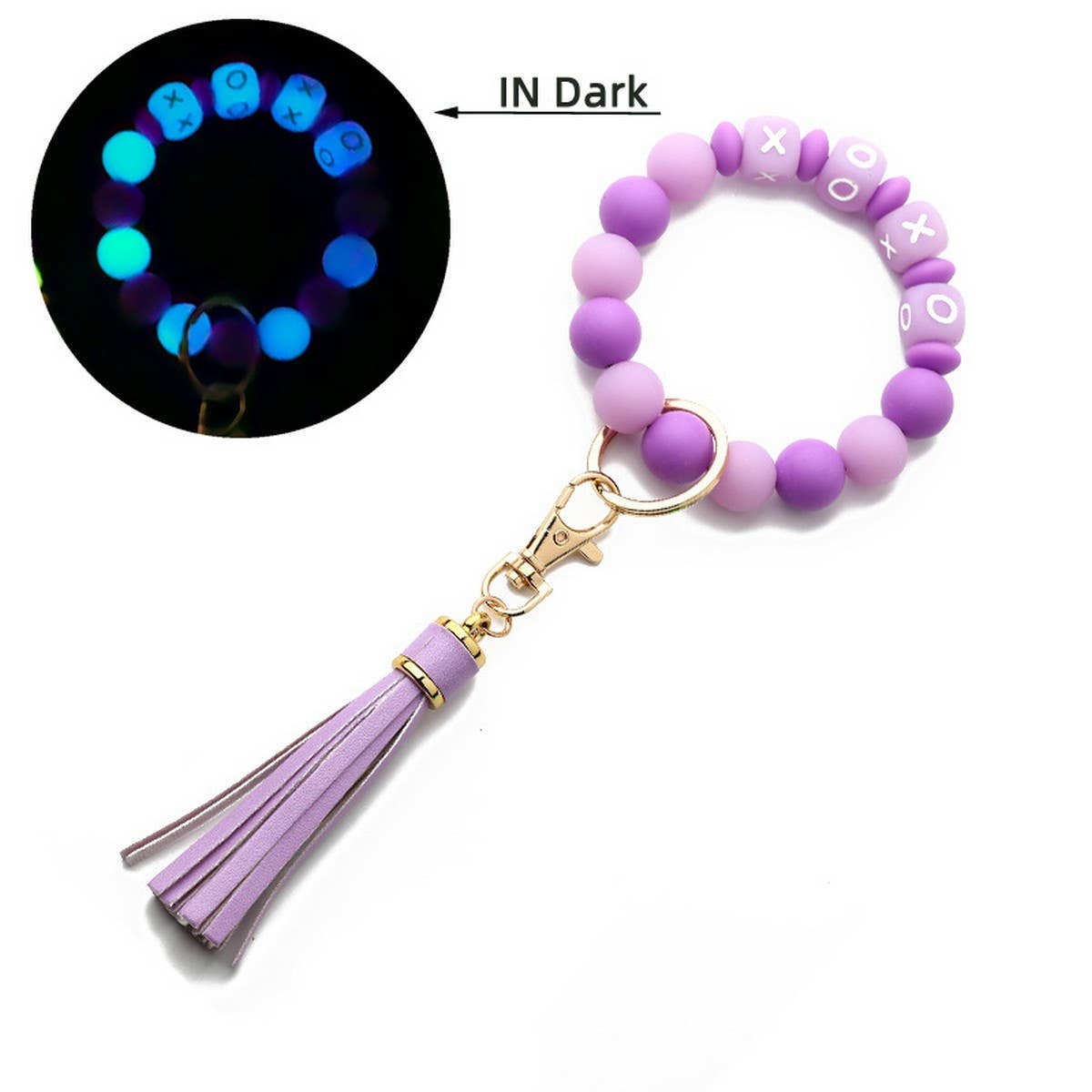 Glow-in-the-Dark Wristband with Tassel Keychain