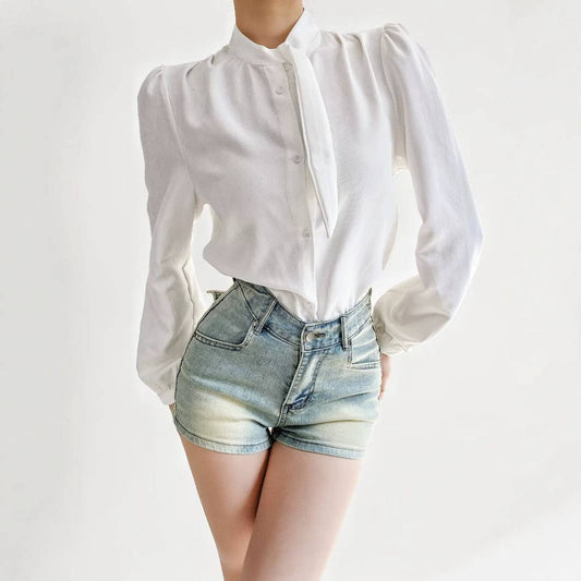 Stand-up collar and straight shoulders shirt