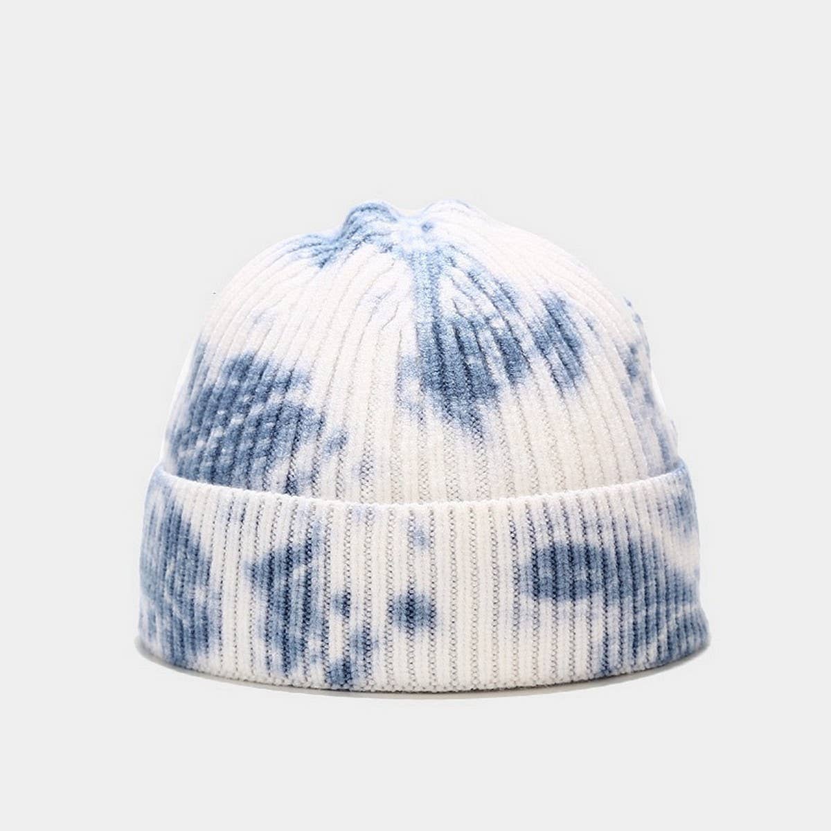 TIE-DYED KNITTED HAT MELON-SHAPED WARM BEANIE HAT_CWAH2077